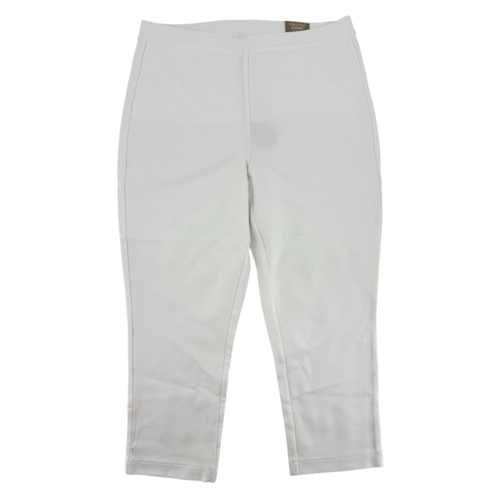 Chico's White Fabulously Slimming Capri Leggings Shapes Flatters Summer Comfy